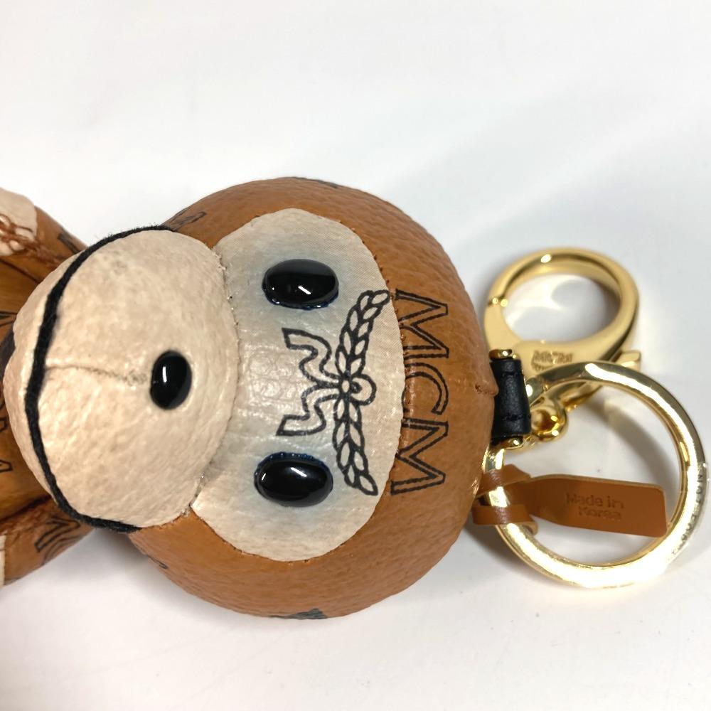 MCM A BATHING APE Milo Visetos Bag Charm Key Holder Leather Brown