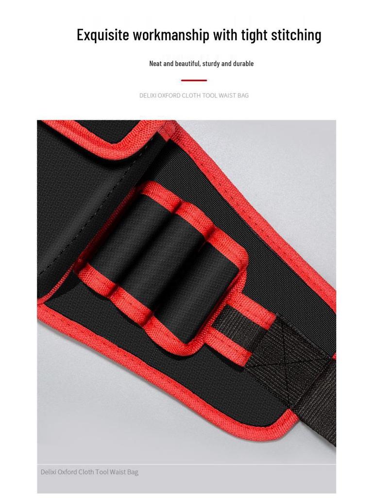 Delixi Durable Multifunctional Tool Waist Bag for Men - Sturdy, Portable Hardware Storage Solution