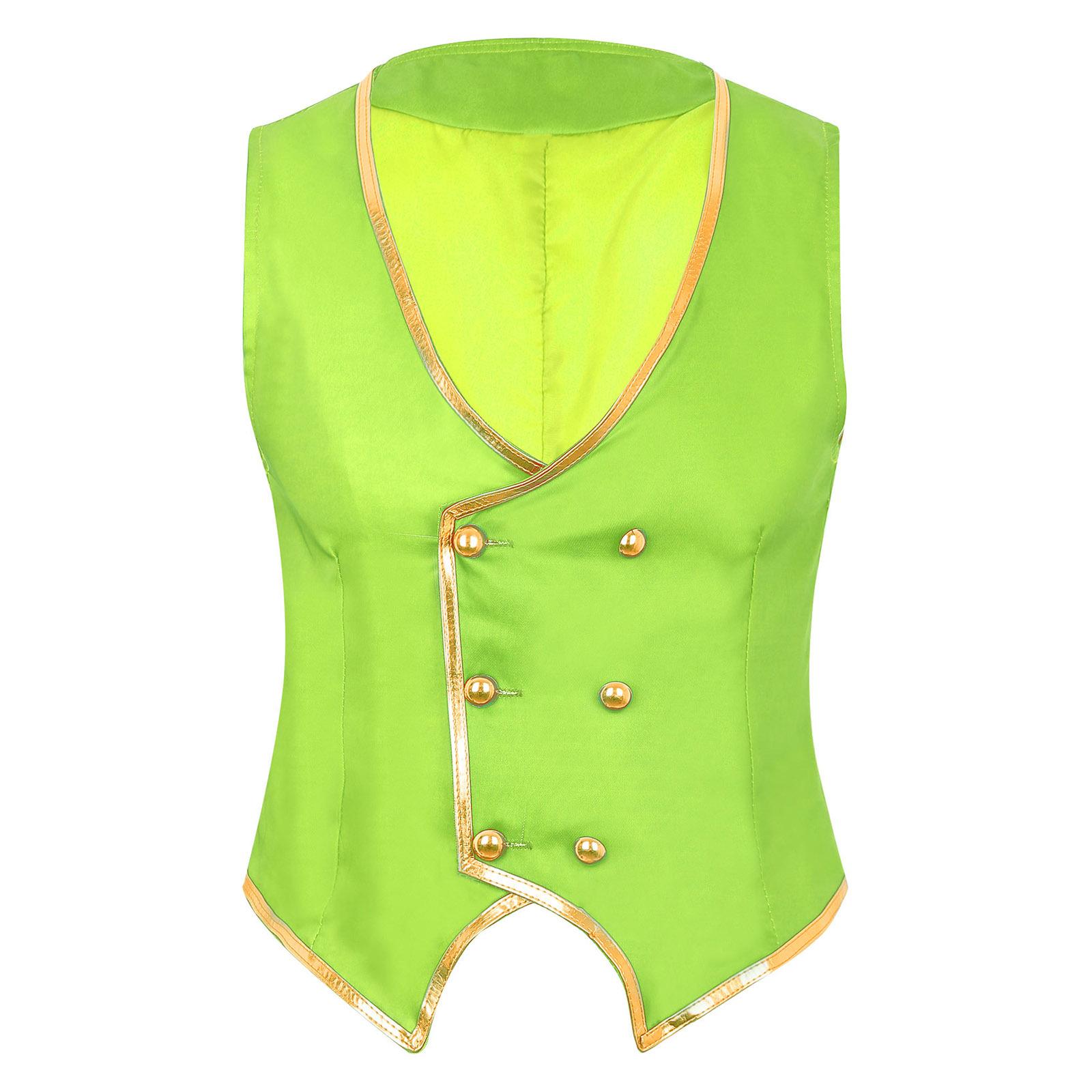 

Чоловічий піджак для виступу фокусника, костюм чарівника на Хелловін, V-подібний виріз, двобортний, жилет із загостреним подолом XL зелений