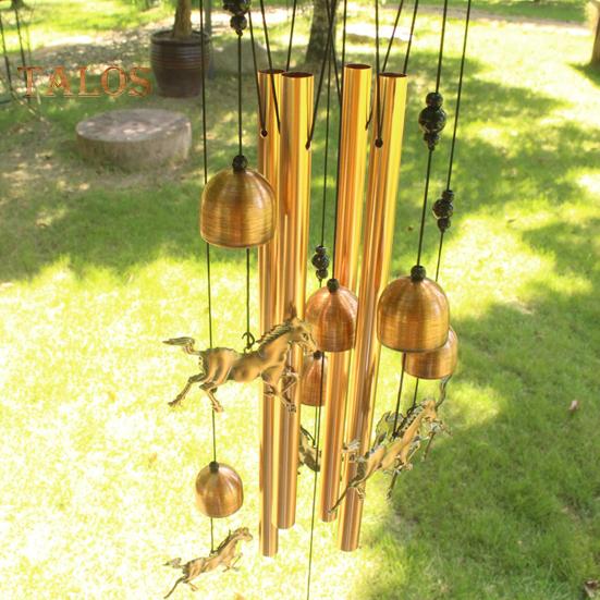 Metal Wind Chimes Handmade Running Horse Wind Chime Retro Wind Chime with Bells for Home Indoor Garden Patio Yard Decor