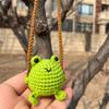 Handmade Crochet Frog Car Air Freshener with Cedar ScentGreen Fabric Frog Hanging Ornament for Rearview Mirror or Closet,Perfect for Easter