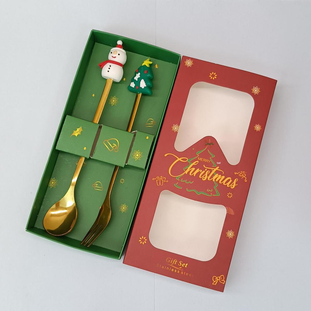 Creative Cartoon Stainless Steel Spoon & Fork Set: Coffee Stirrer, Fruit Fork, Christmas Gift