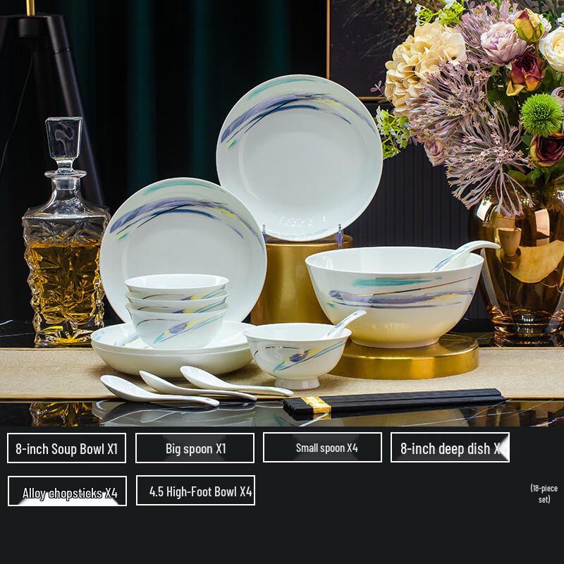 Huazao Baijia DU Underglaze Ceramic Dinnerware Set 18-piece Set