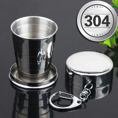 1 szt. 75/150/250 ml składany kubek ze stali nierdzewnej z brelokiem przenośne chowane teleskopowe kubki