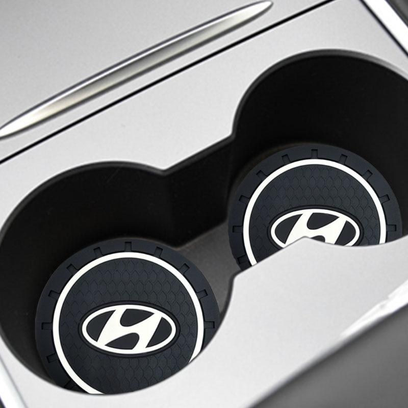 2Pcs Car Anti Slip Coaster Anti-noise Water Cup Pad Cushion Car Accessories For Hyundai Genesis I10 I20 I30 I40 IX20 IX35 IX25 Accent Azera Elantra