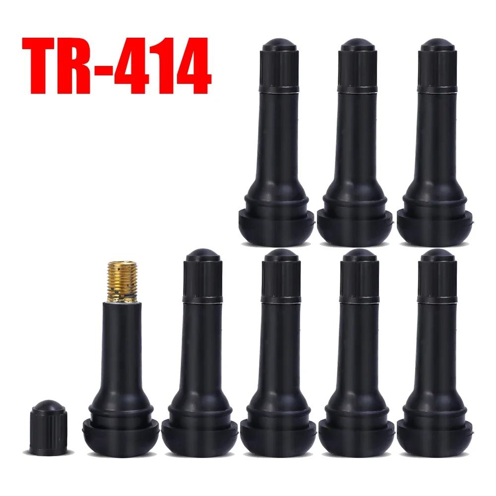 TR413 TR414 Vacuum Tire Valve Nozzle with Dust Cap Car Motorcycle Bicycle Snap-in Tubeless Tyre Rubber Valve Replaceable Parts