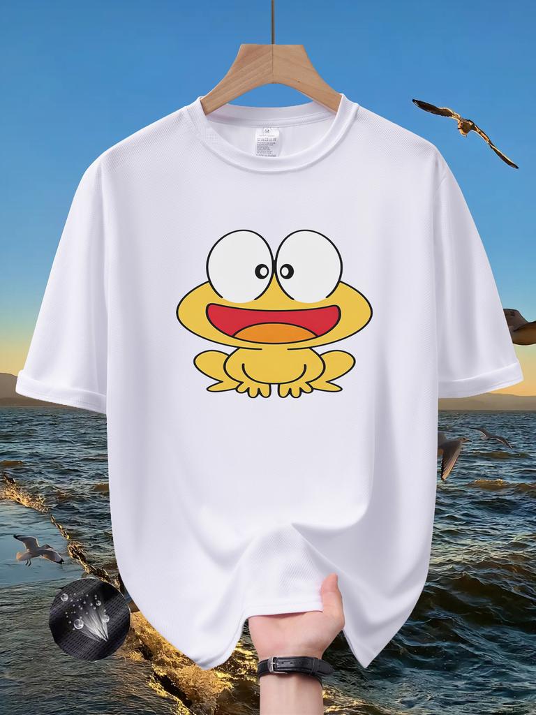 Unisexs Cute Big Eyes Yellow Frog Cartoon Print T Shirt Summer Quick Dry Breathable Short Sleeve Tee Funny Animal Graphic Street