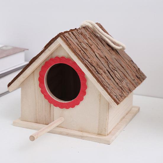 Holz-Vogelhaus für Gartenvögel Hängendes Vogelhaus mit Sitzstange Rustikales Vogelhaus für Bauernhaus Haus Garten Dekoration