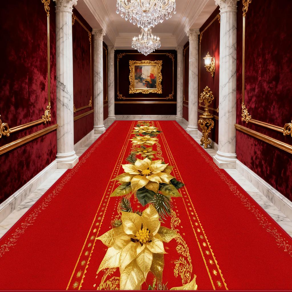 Hallway Carpet Golden Flower Red Hall Carpet Path To Floor in The Corridor Runner Rug Doorway Kitchen Aisle Mat Size