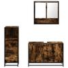 3 Piece Bathroom Furniture Set Smoked Oak Wood Based Panel