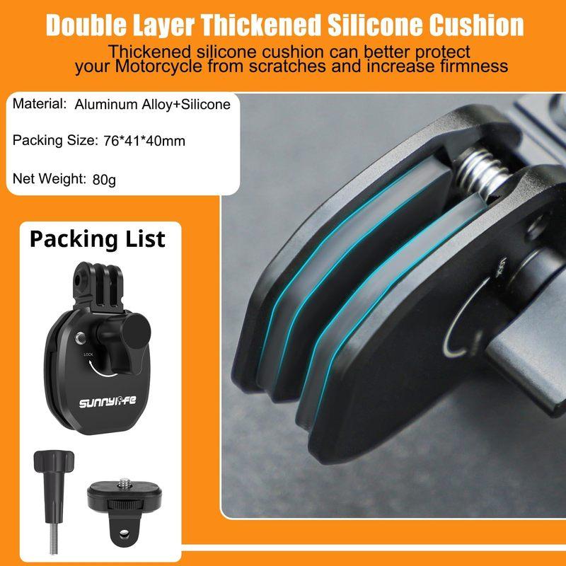 Sunnylife Motorcycle Windshield Mount Clamp Clip for insta360 X5 X4 X3 GO3S/ACE PRO2/Gopro Hero /DJI Action 5 Pro 4 3 2/Pocket 3