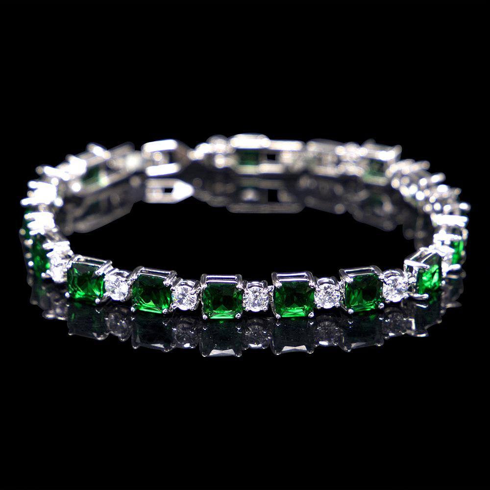 New European and American Fashion Bracelet Ladies Aaa Square Round Fairy Wind Does Not Fade Natural Zircon