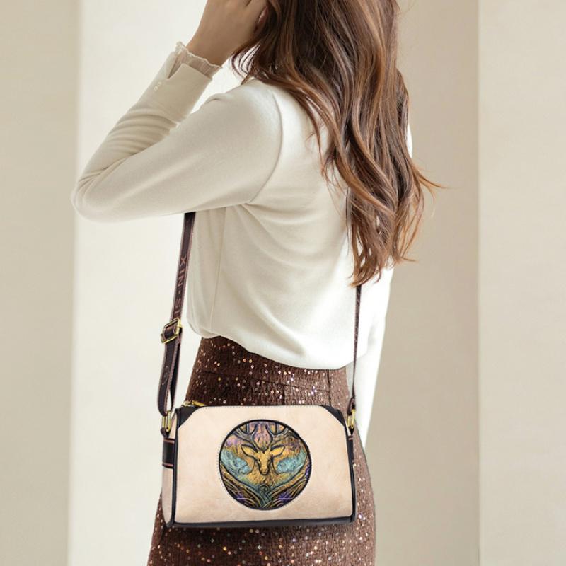 Vintage Square Bag Fashion Animal Pattern Crossbody Purse For Women Casual Shoulder Tote Retro Mommy Boston Pillow Handbag Gift Idea Present To Lover