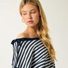 European American Retro Style Bow-Decorated One-Shoulder Striped Women's Hoodie