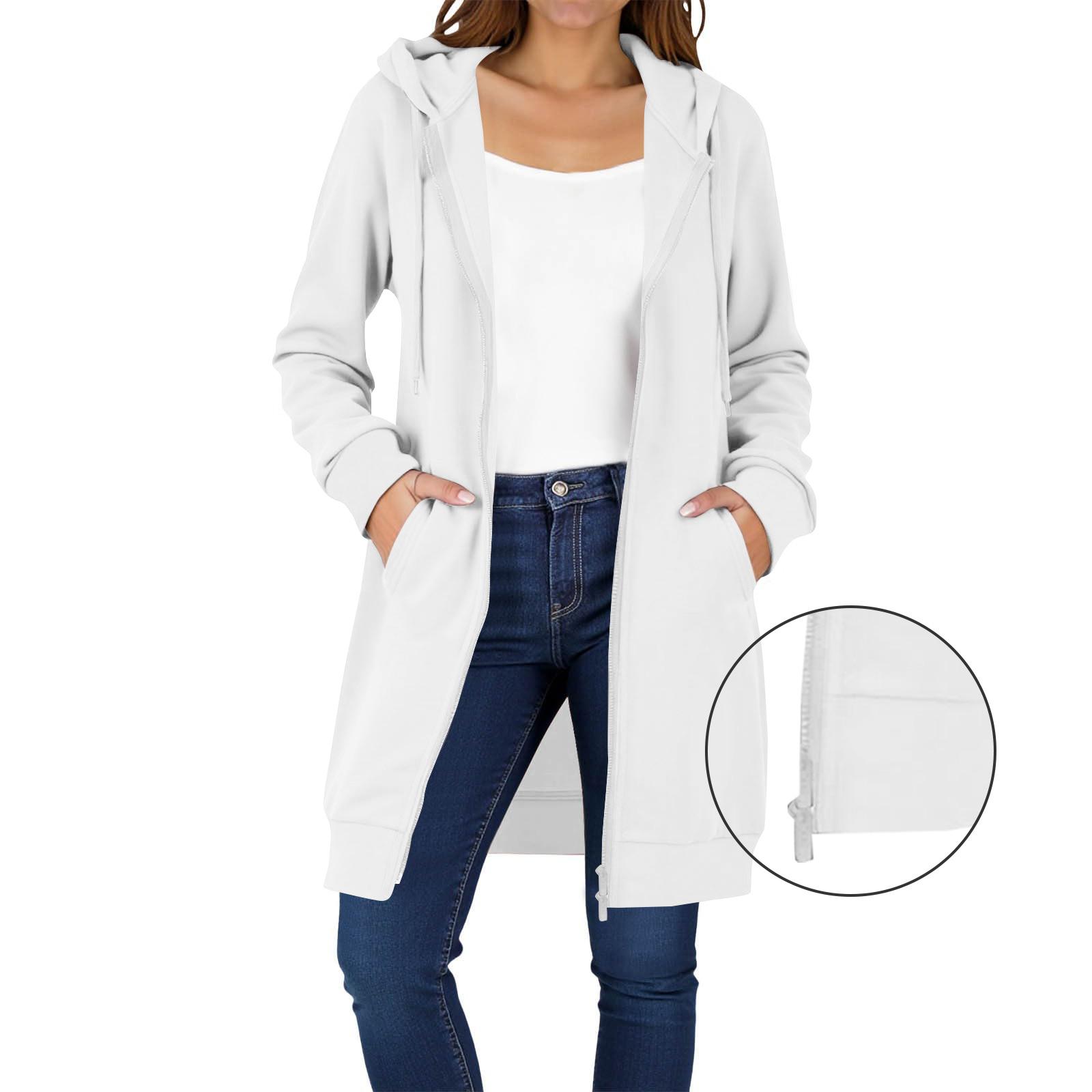 

Женские толстовки на молнии, с длинным рукавом, удлиненные туники, свитшоты, оверсайз, флисовая, повседневная осенняя куртка-пальто с карманом XL