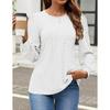 QICED Women's Fashion Casual Solid Color Print Long Sleeve O-Neck Blouses & Shirts