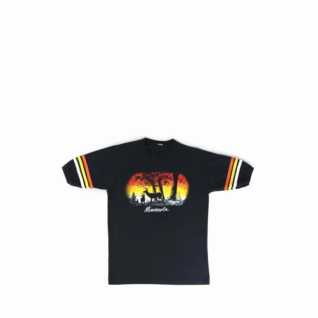 Vintage 1980's Minnesota Ringer Tee Shirt VTG 80S MN GRAPHIC TREES MULTI COLOR