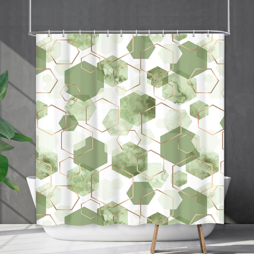Shower Curtain Waterproof And Mildew-Proof Line Lattice Bathroom Striped Bathroom Curtain Shower Curtain Partition Curtain Free Of Punching