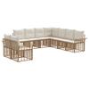 Outdoor Sofa Set 9 Pcs Natural and Cream White Polyester