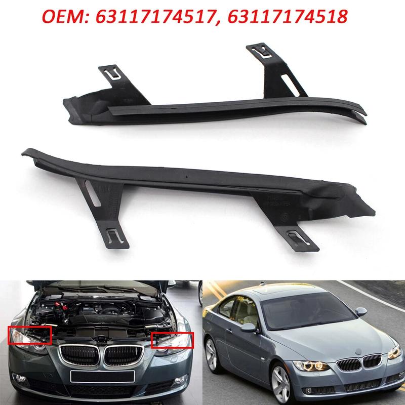 1Pair Upper Front Headlight Gaskets Covers Trim Sealing Strip Left Right 63117174517 63117174518 For BMW 3 Series E90 E92 E93