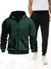 2025 Men's Plus Size Hooded Zip-Up Sports Hoodie & Jogger Set for Autumn/Winter