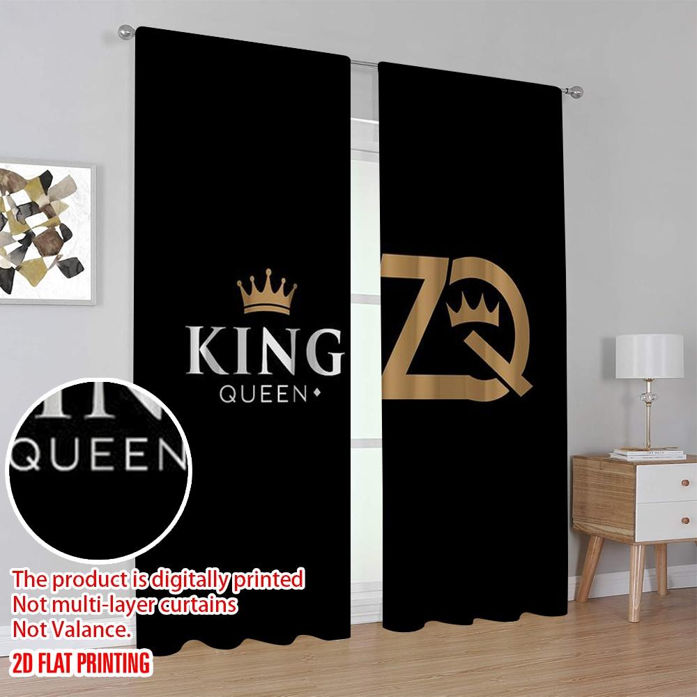 2pcs,2D Plane Printing Curtain Popular King and Queen (35) Versatile Polyester Fabric (without Rod) Decorations Inside Perfect