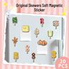 20 Cartoon Food Skewer Magnets: Waterproof, Creative Gourmet Stickers