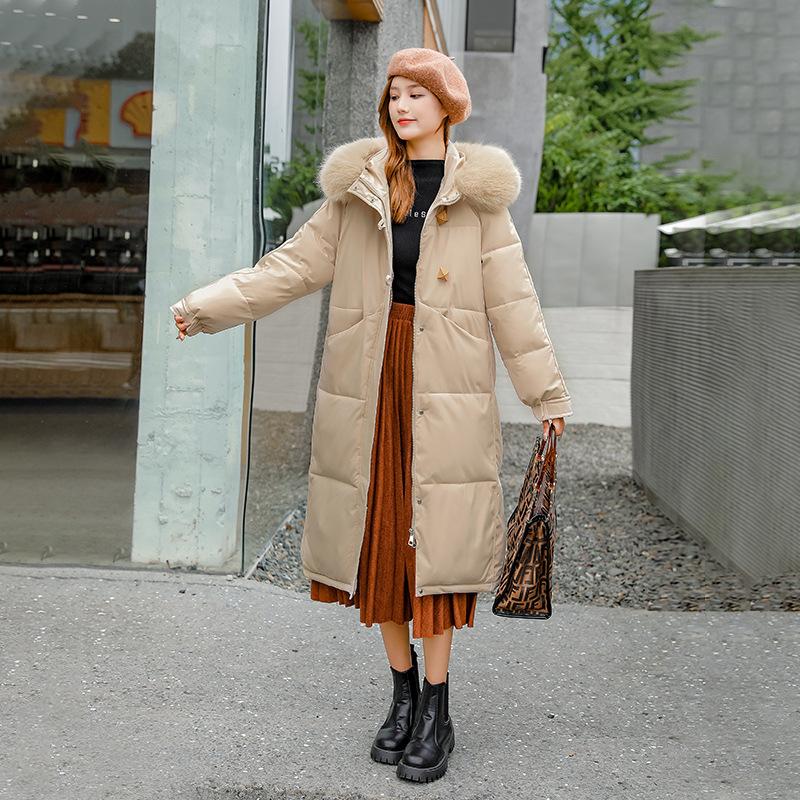 Mid-length cotton jacket autumn and winter women's down cotton jacket with hood thickened jacket 2025 Korean version loose plus size padded jacket