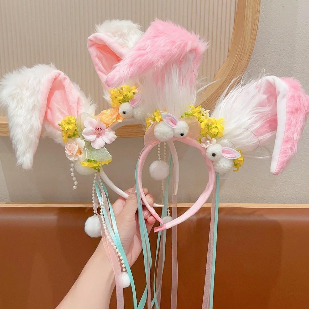 Plush Rabbit Hair Band Tassel Rabbit Ear Hair Ornament Funny Mid-Autumn Festival Headband Holiday