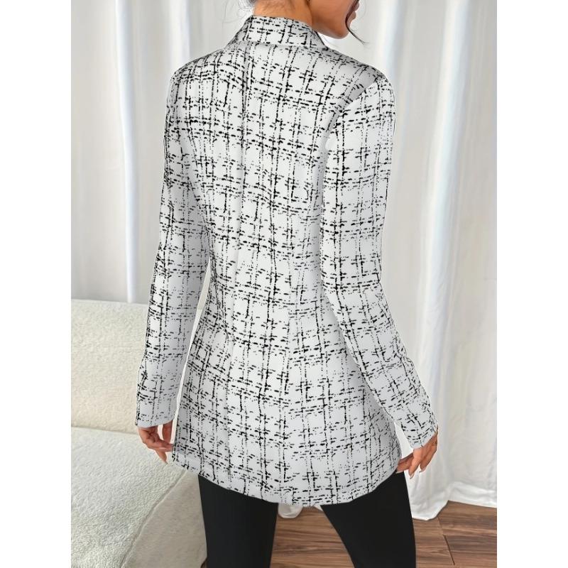 Women S Fitted Turn Down Collar Long Sleeve Button Blazer