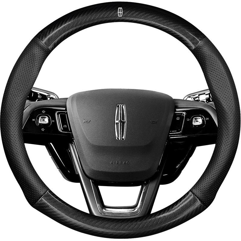 Lincoln Genuine Leather Steering Wheel Cover for MKZ, MKC, MKT - All-Season, Universal Fit