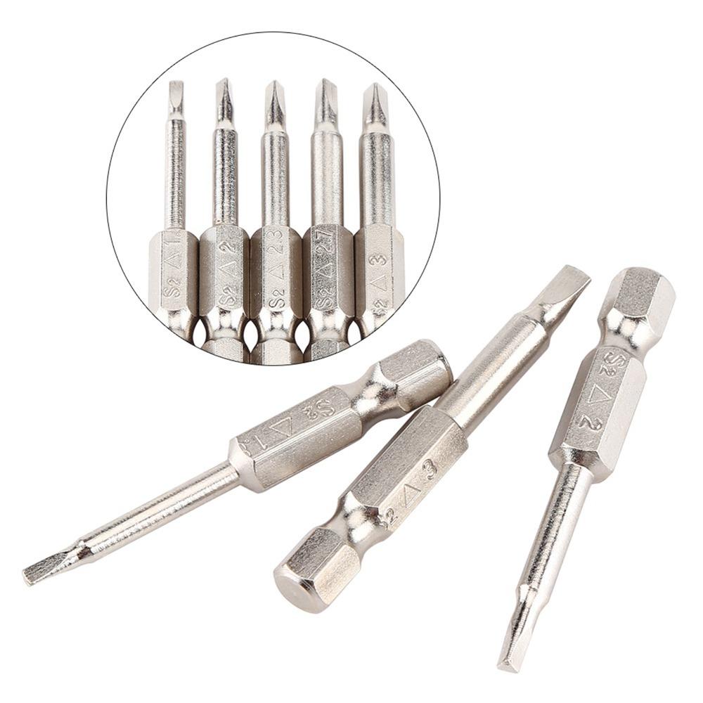 5 Pcs 1/4 Inch Hex Shank Magnetic Triangle Screwdriver Bits Set S2 Steel 50mm Length Triangle Head Screwdriver Bits