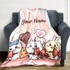 1pc Chiikawa Blanket with Custom Name, Gift, for Men and Women, Soft Blanket, Good for Sofa Bed Couch Travel, Lightweight Flannel Blanket