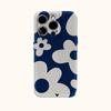 Navy Flower Phone Case for IPhone 17AIR 16E 16 15 14 13 12 11 17 Pro Max Plus Double-layer Back Cover