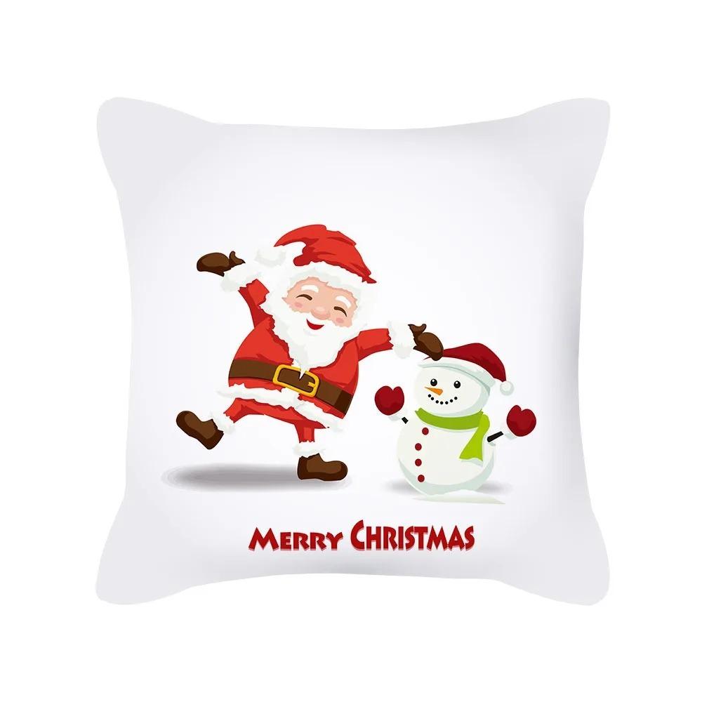 Christmas Theme Cushion Cover Cartoon Elk Living Room Bedroom Decorative Pillow Cover Home Decorative Pillow Cover Sofa Pillow