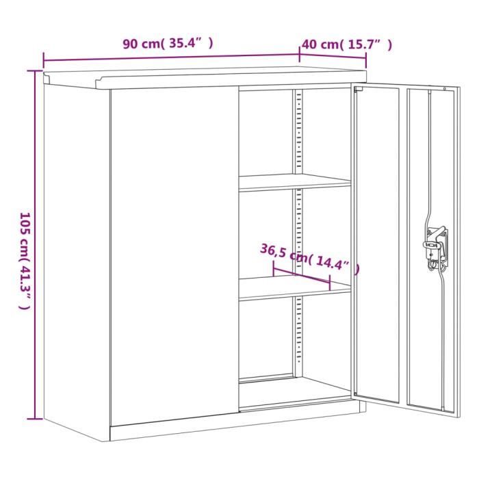 VidaXL Light Grey Filing Cabinet 90x40x105 Cm Steel 339737