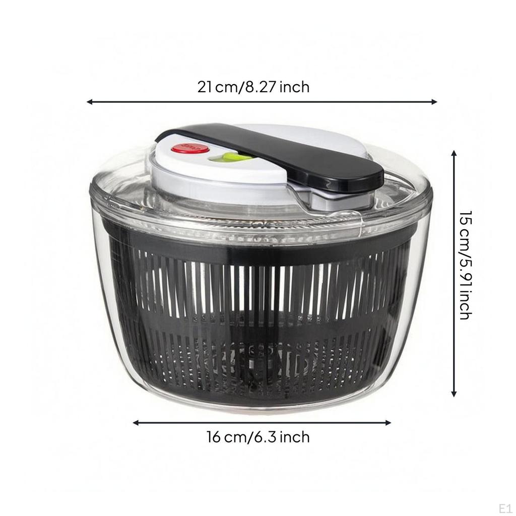 PressPressType Salad Drainer Draining Basket Manual Clear Lid Vegetable Cleaner White
