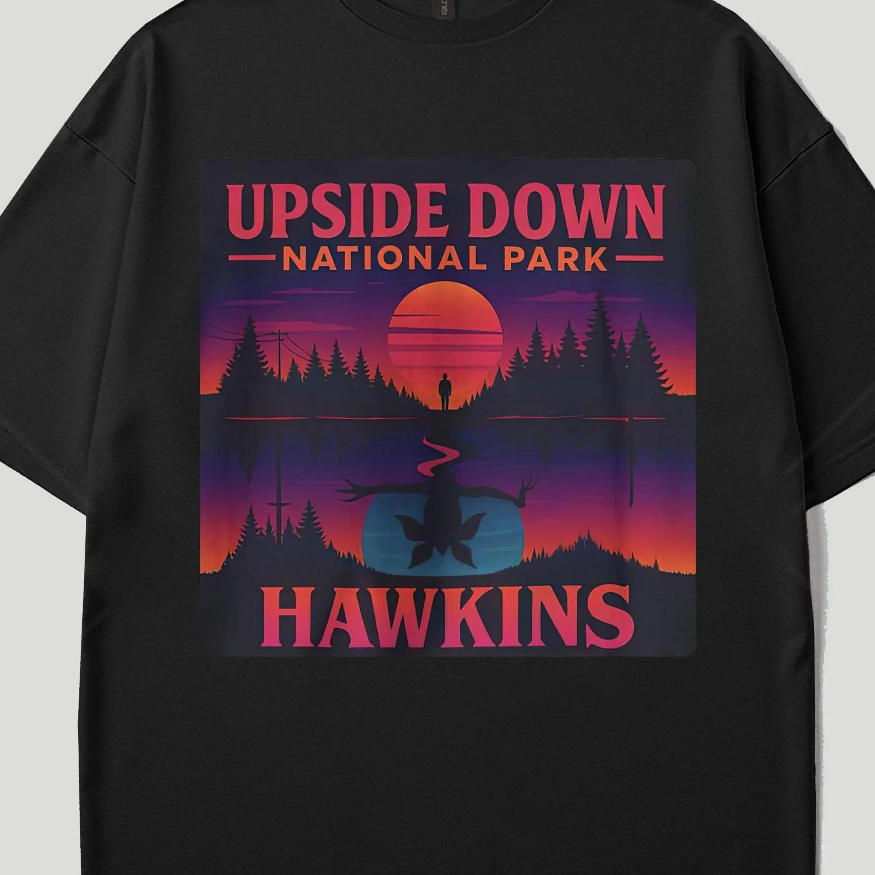 

2026 Hawkins Inverted National Park Mens Womens Roundneck SolidColor Printed ShortSleeved TShirt Shirt XL