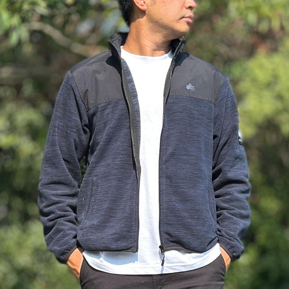 Logo Spark Men's Cationic Fleece Full Zip Jacket, Sizes M, L, and LL (JP, Alphabet, M, Navy)