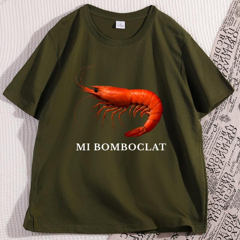 Mi Bomboclat Shrimp T Shirts Retro Short Sleeve Funny Fish Tee Fisher Silly Cotton Short Sleeve Round Neck Tshirts