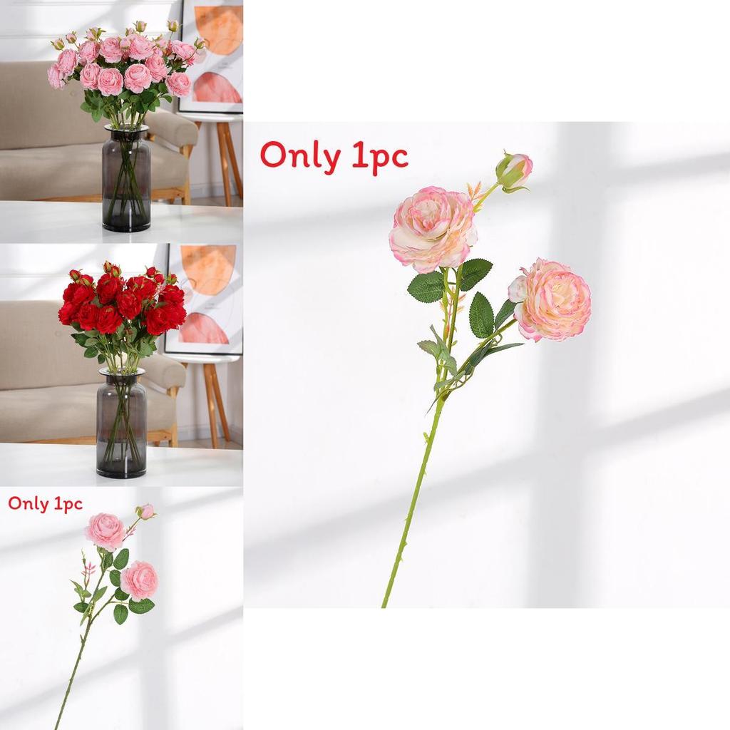 Realistic Silk Peony Rose Artificial Bouquet For Home Office Decor