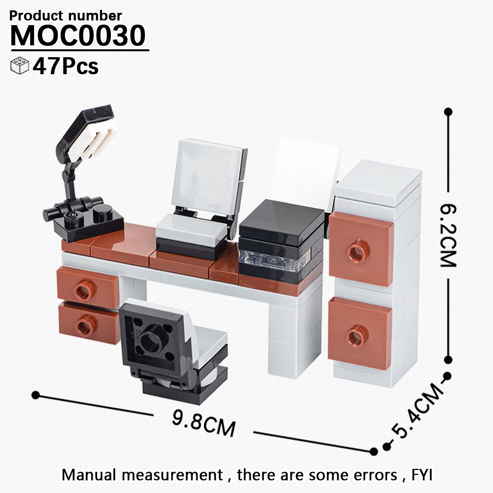 MOC City Bricks Počítačové stoly Nábytek Herní Kancelář Kompatibilní Figurky Stavebnice Kreativní Hračky Pro Děti Dospělé Dárek