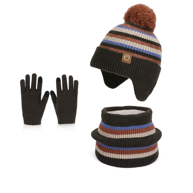 Children Knit Hat And Gloves Set With Fleece Lining For Winter Outdoor Warmth