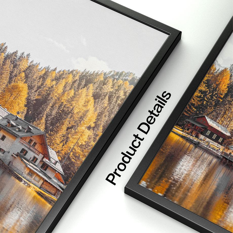 Autumn Lake Forest House Pumpkin Flower Landscape Wall Art Canvas Painting Fall Posters Prints Pictures for Living Room Decor