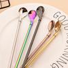 7Pcs Milkshakes Cocktails Coffee Juice Straw Set 2-in-1 Stainless Steel Straw Spoon Set Reusable Drinking Straws Bar Accessories