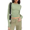 Womens Basic Long Sleeve Top Slim Fit Round Neck Milk Soft Tee Casual Everyday Wear