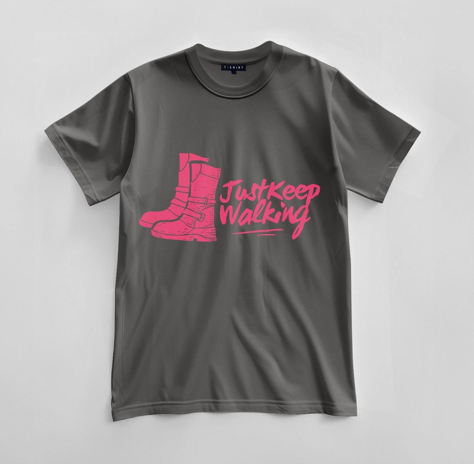 Custom Just Keep Walking Graphic T-shirt Design Unisex Jersey Short Sleeve Tee XL