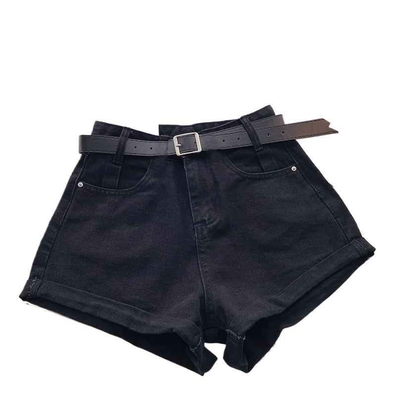 2026 Women's High Waist A-Line Denim Shorts: Slimming, Versatile, Wide Leg, Rolled Hem, Korean Style.