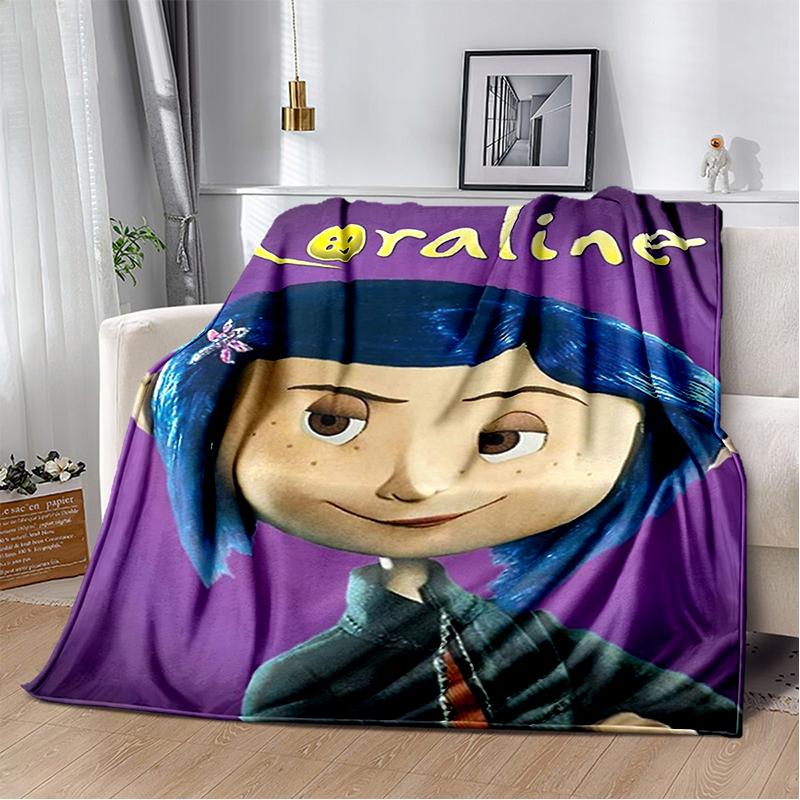 New Coraline Horror Cartoon Gift Soft Flannel Blanket,Throw Blanket Comfortable Blanket for Beds Sofa Home Bedroom Kids