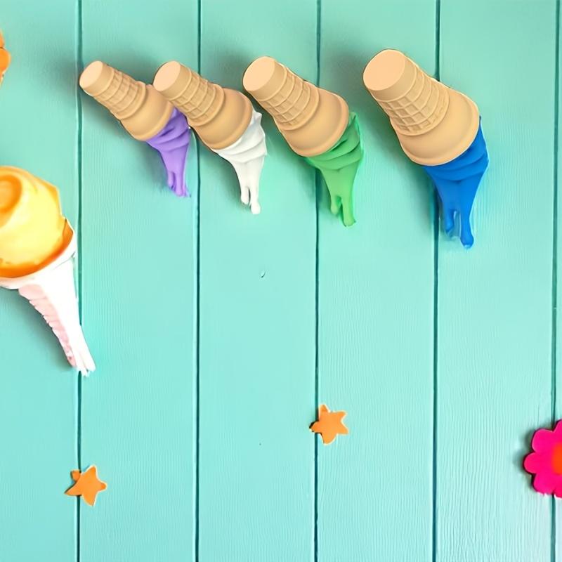 Colorful Melted Ice Cream Wall Hooks Cute 3D Stylish Hanger Multifunctional Household Organizer for Daily Small Items